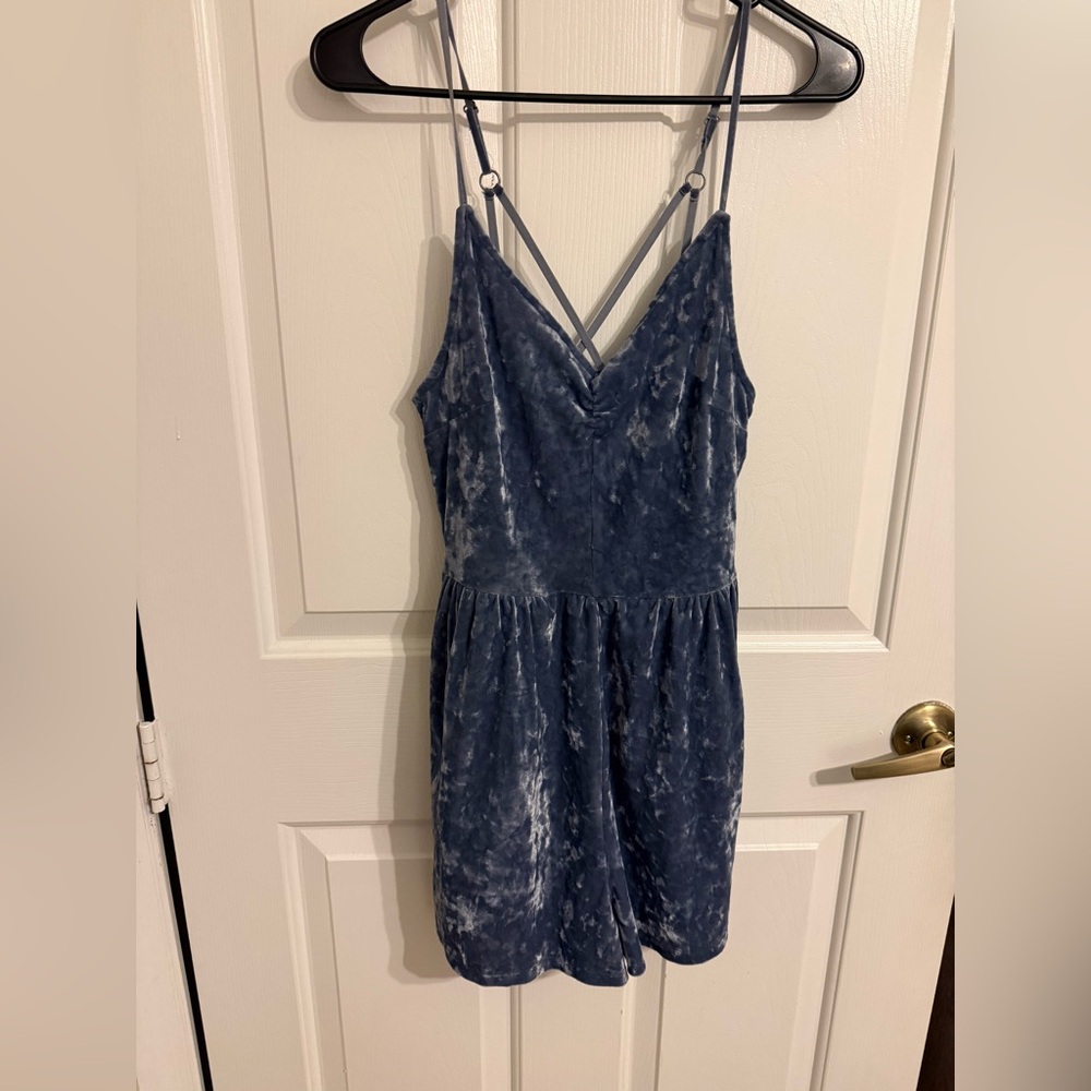American Eagle Outfitters Strappy Blue Mini Romper